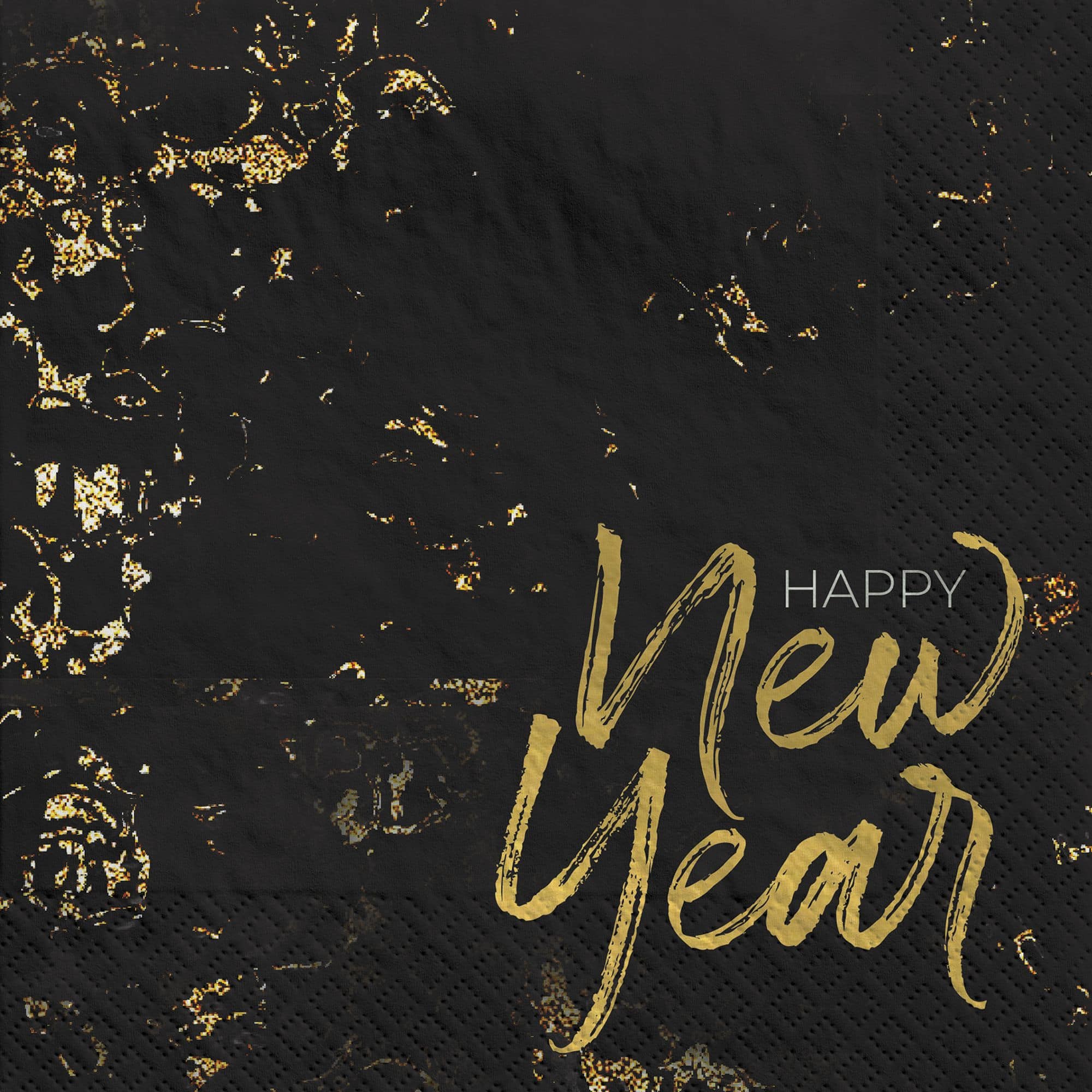 Cheers for the New Year Lunch Napkins, Black/Gold, 5-inch, 40-pk