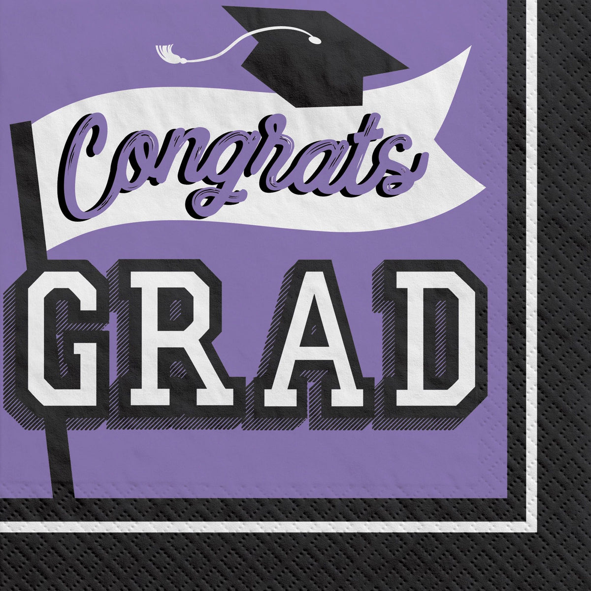 "Congrats Grad!" Lunch Napkins, Purple, 6.5-inch, 40-pk