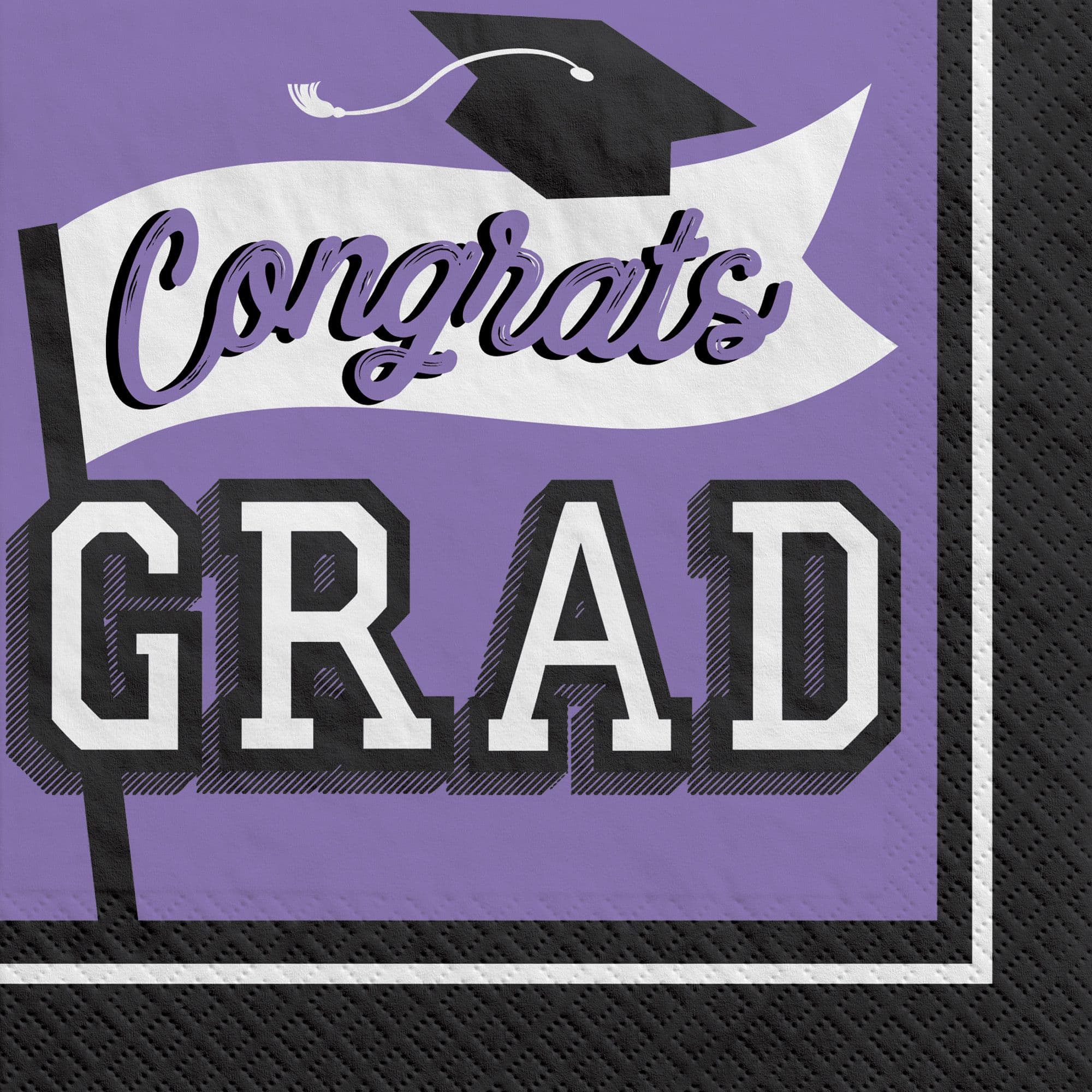 "Congrats Grad!" Lunch Napkins, Purple, 6.5-inch, 40-pk