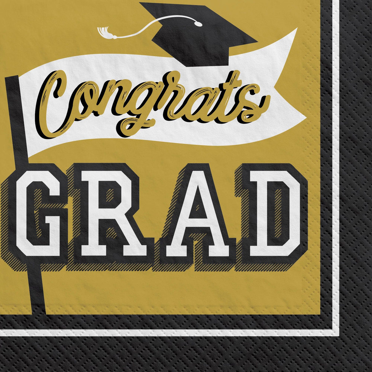 True to Your School "Congrats Grad!" Lunch Napkins, Gold, 6.5-inch, 40-pk, 2-ply