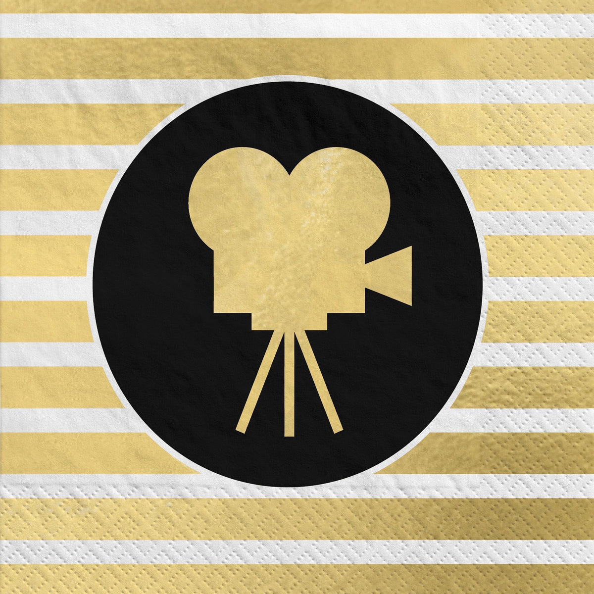 Awards Night Square Lunch Napkins, Gold/Black Striped, 6.5-inch, 40-pk