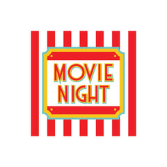Movie Night Square Paper Lunch Napkins, Red/White, 6.5-inch, 40-pk