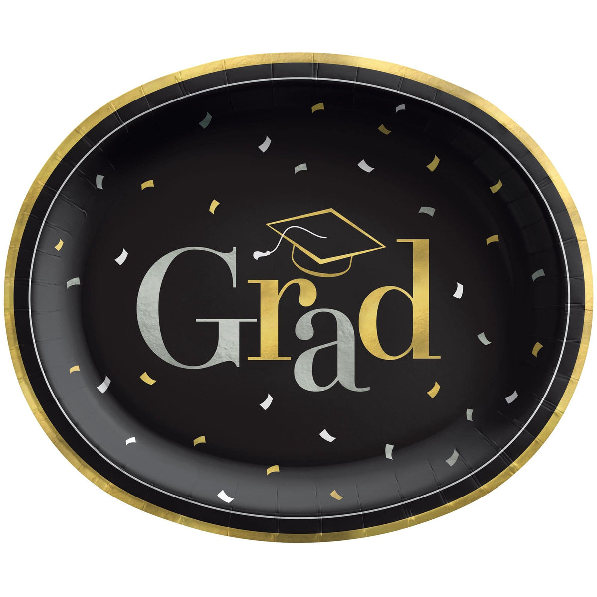 Grad Party Oval Paper Plates, 12-inch, 20-pk