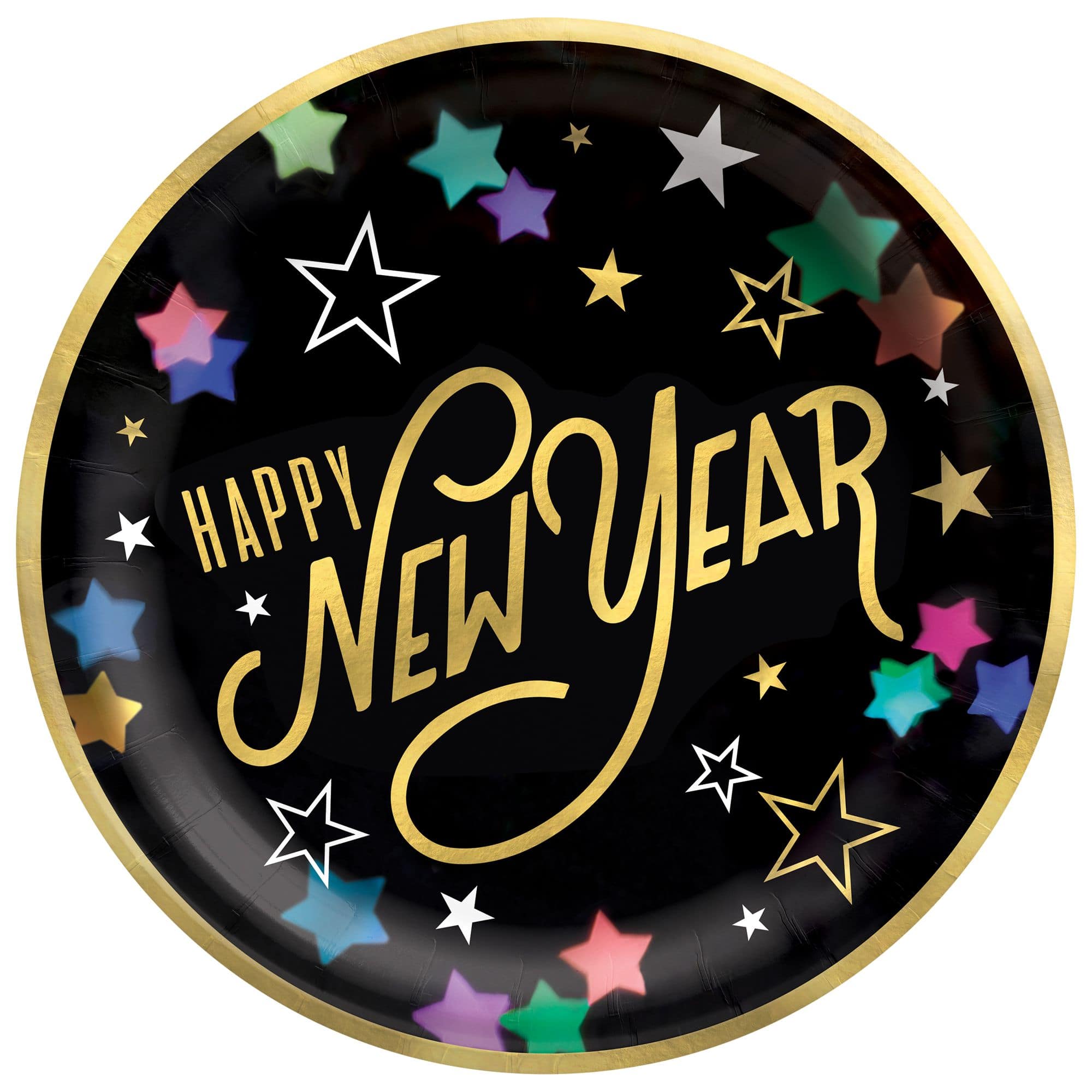 Starlight Happy New Year Round Paper Plates, 10-inch, 20-pk