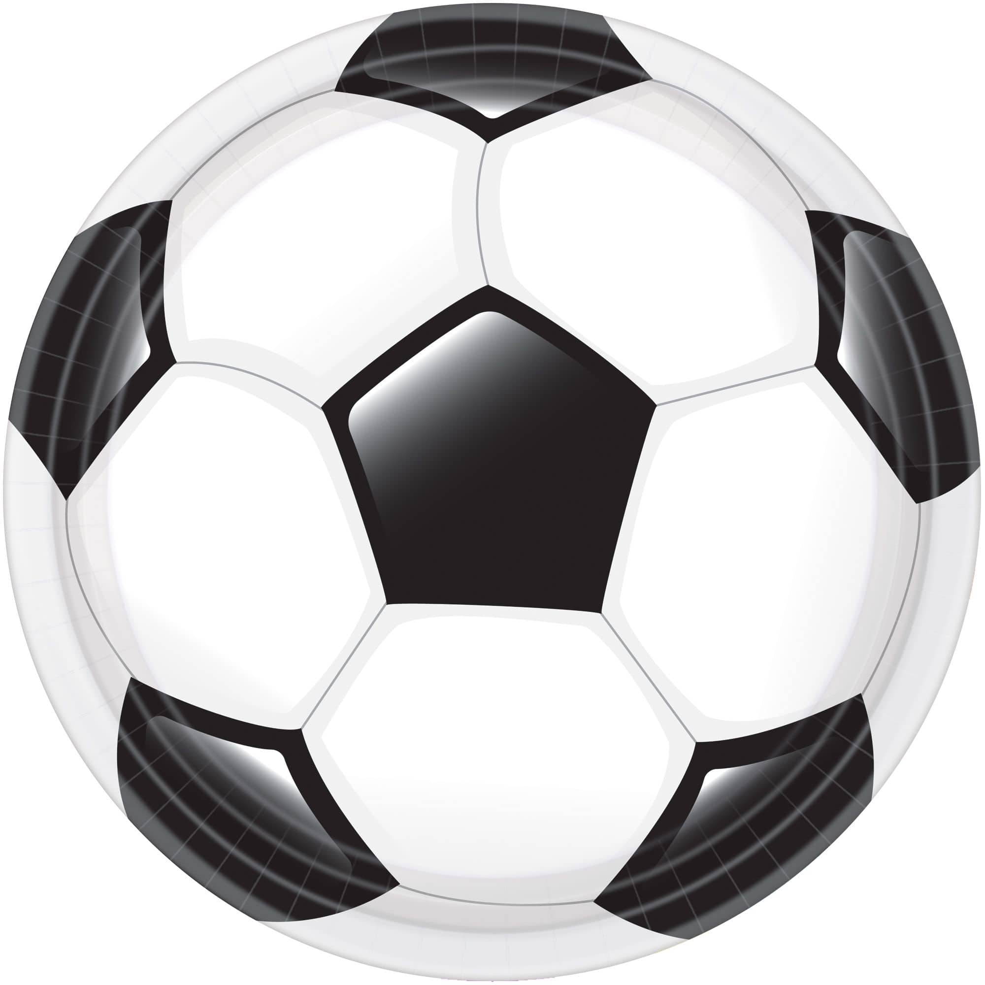 Soccer Ball Paper Dinner Plates, Black/White, 10.5 inch, 20-pk