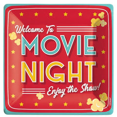 Movie Night Square Paper Dinner Plates, Red/Yellow, 10-inch, 20-pk