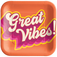 Summer Throwback Square Paper Plates, 7-inch, 20-ct