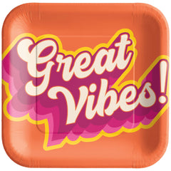 Summer Throwback Square Paper Plates, 7-inch, 20-ct