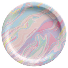 Pastel Marble 6.75-inch Round Paper Plates, 20-pk