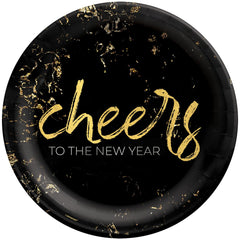 Round Paper Salad Plates, Black/Gold, 6.75-inch, 20-pk