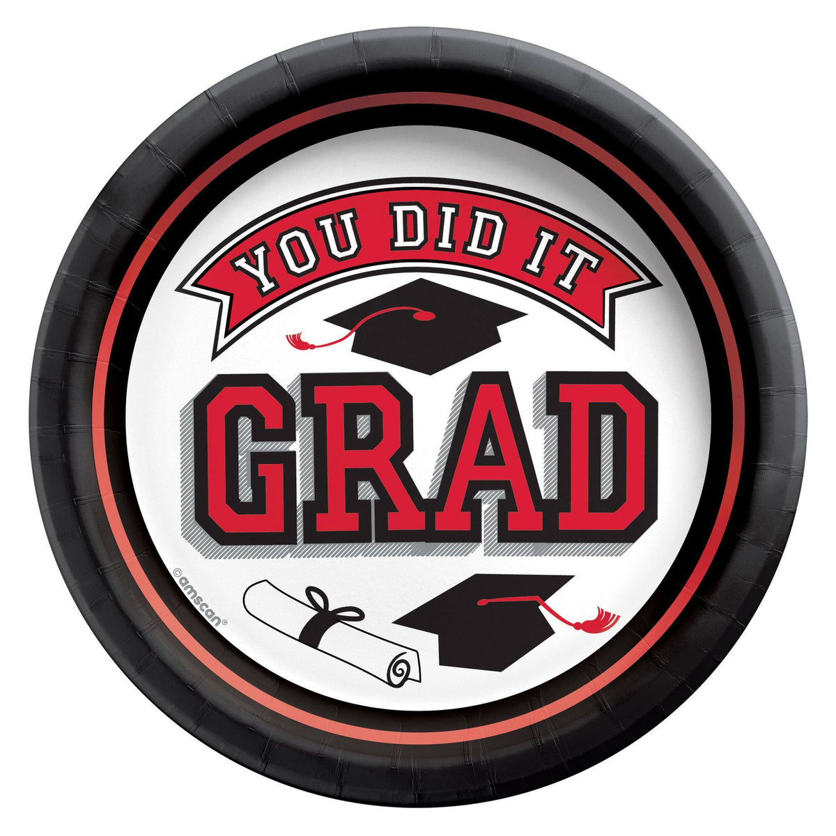 True to Your School Graduation Paper Plates, Red, 6.75-inch, 20-pk