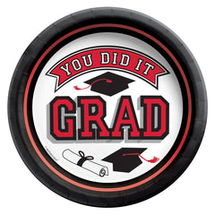 True to Your School Graduation Paper Plates, Red, 6.75-inch, 20-pk