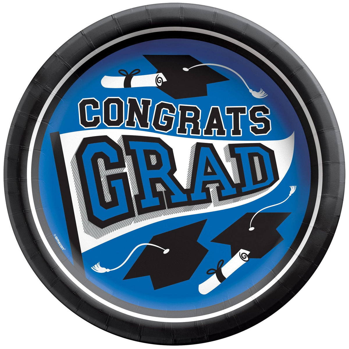 True to Your School Congrats Grad Paper Plates, Blue, 8.5-inch, 20-pk