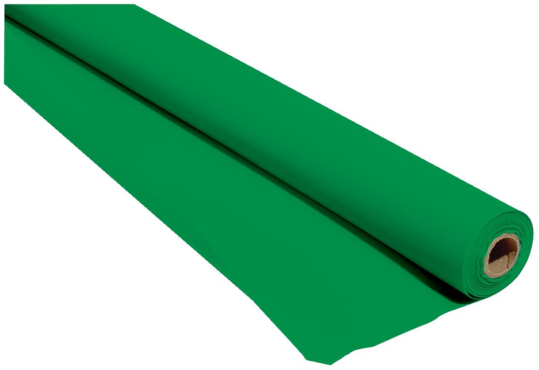 Festive Green Plastic Table Cover Roll, 40 inch x 100 foot