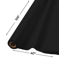 Jet Black Plastic Table Cover Roll - 40 x 100'