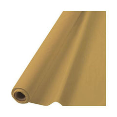 Gold Plastic Table Cover Roll, 40 inch x 100 foot, Reusable