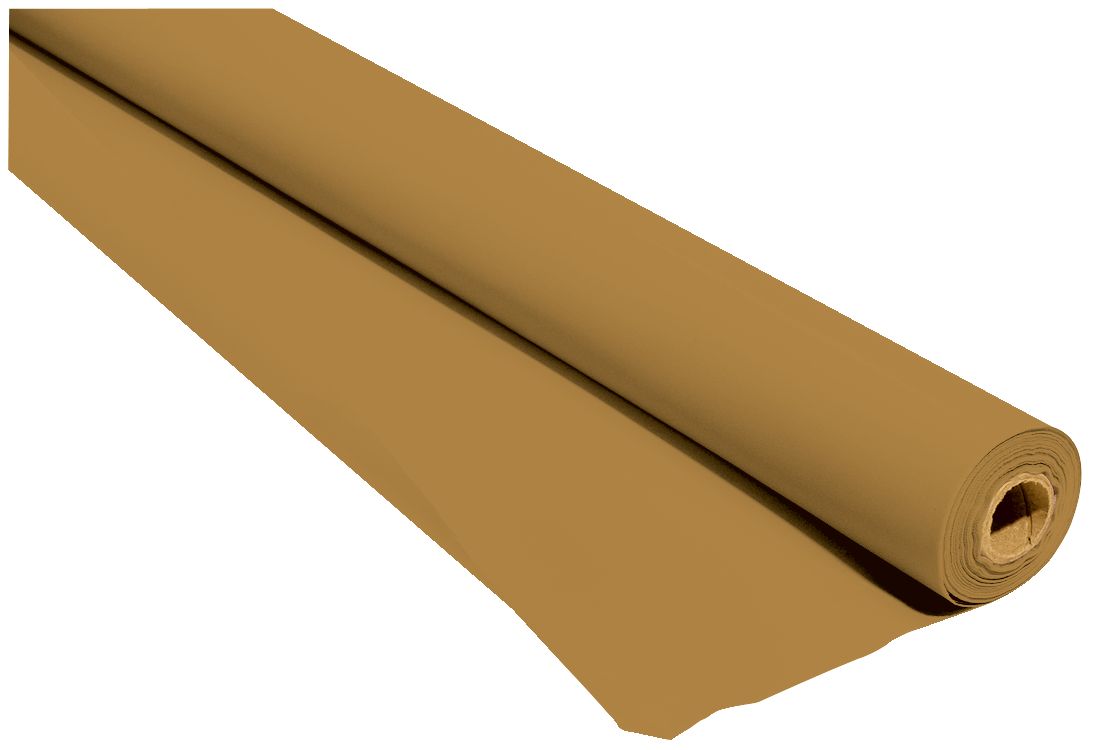 Gold Plastic Table Cover Roll, 40 inch x 100 foot, Reusable