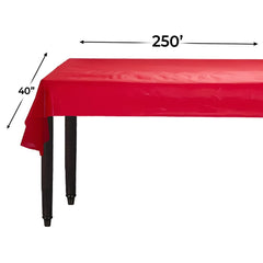 Jumbo Apple Red Plastic Table Cover Roll - 40 x 250'