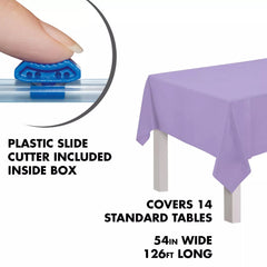 Lavender Plastic Table Cover Roll, Slide Cutter, 54x126-ft.