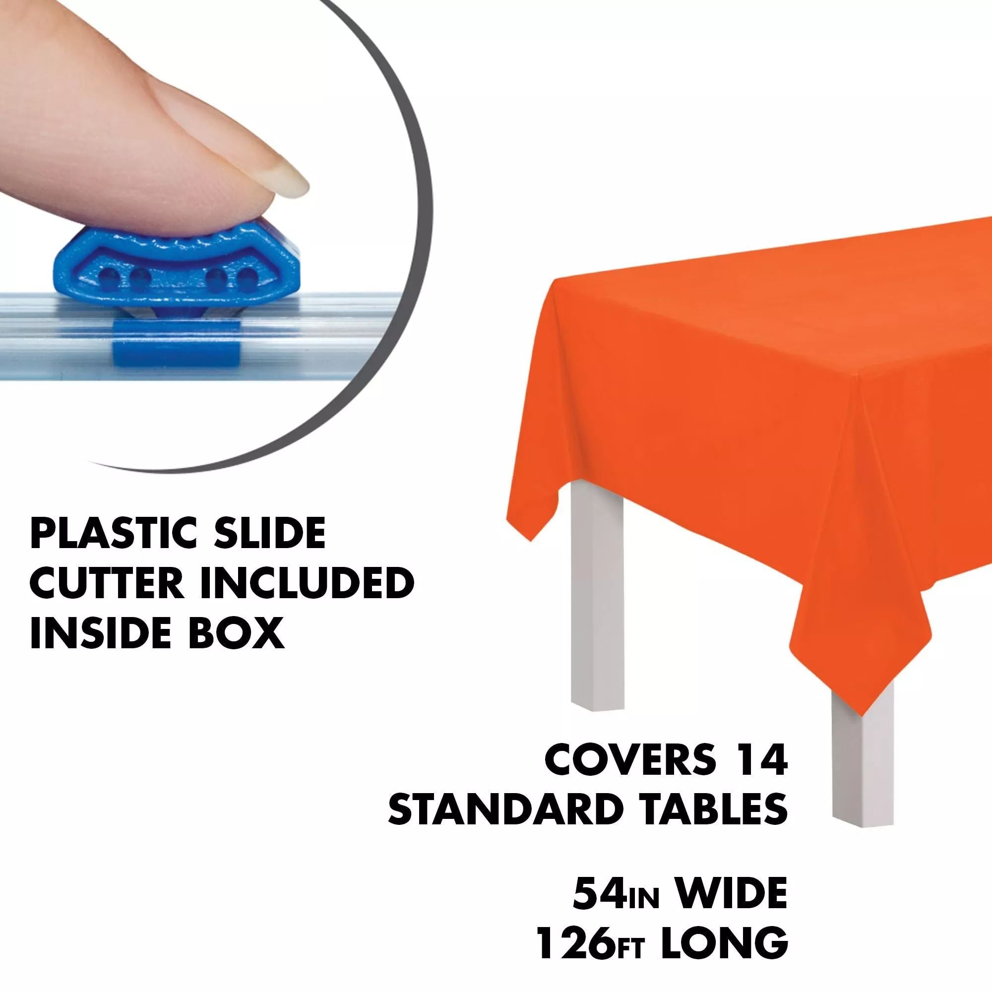 Orange Plastic Table Cover Roll, 54 inch x 126 foot