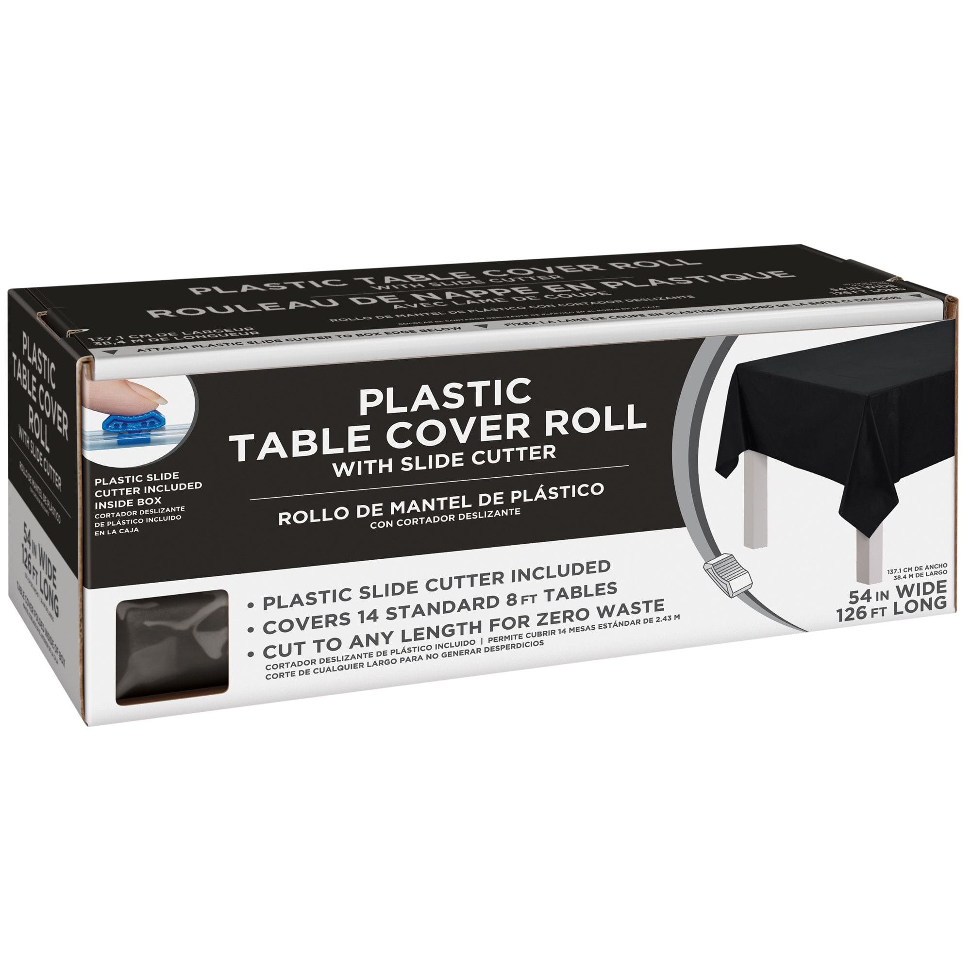 Black Plastic Table Cover Roll, 40 inch x 126 foot, Slide Cutter