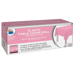 Reusable Plastic Table Cover Roll, New Pink, 40x126 inch, 1-pk