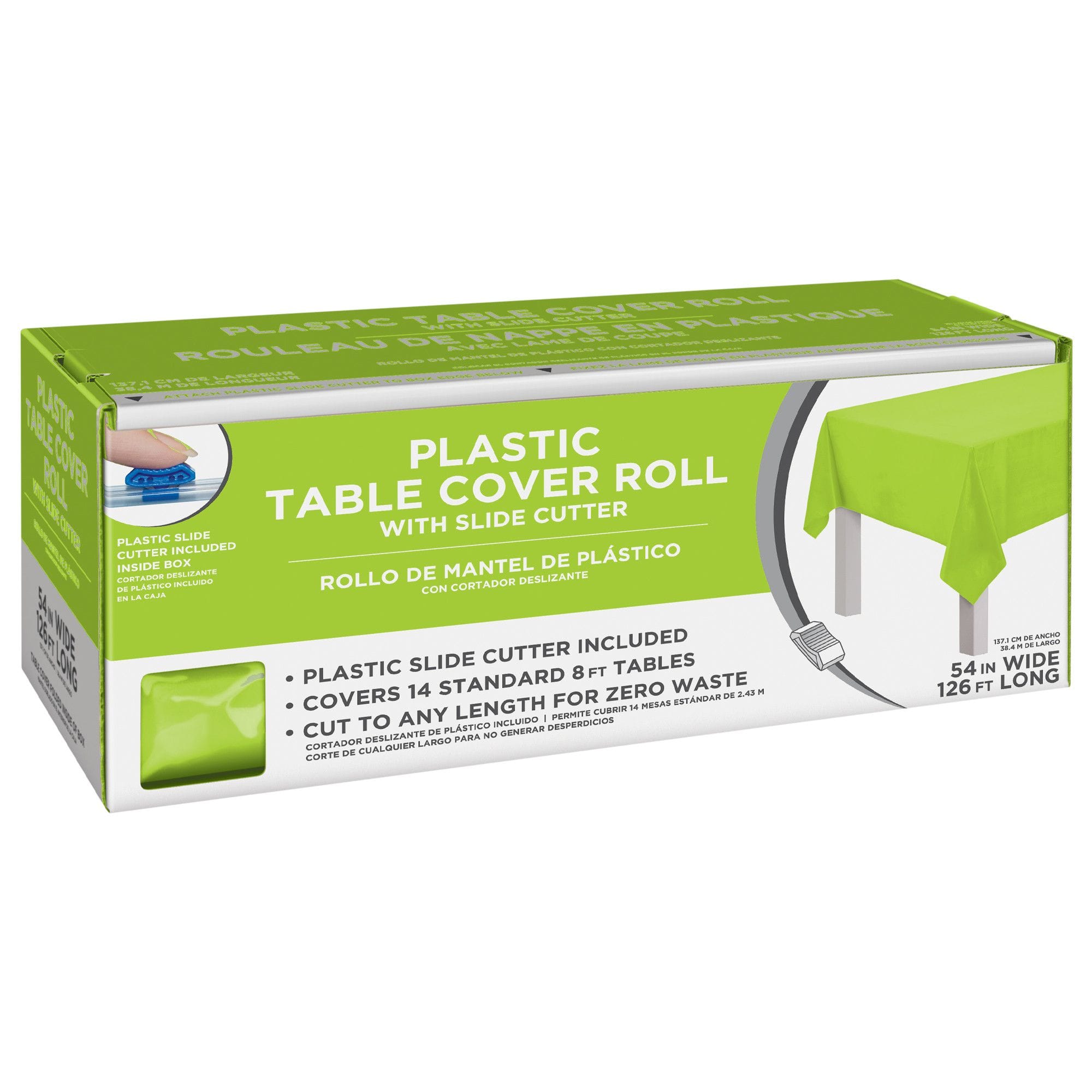 Kiwi Green Plastic Table Cover Roll, 54 x 126 ft