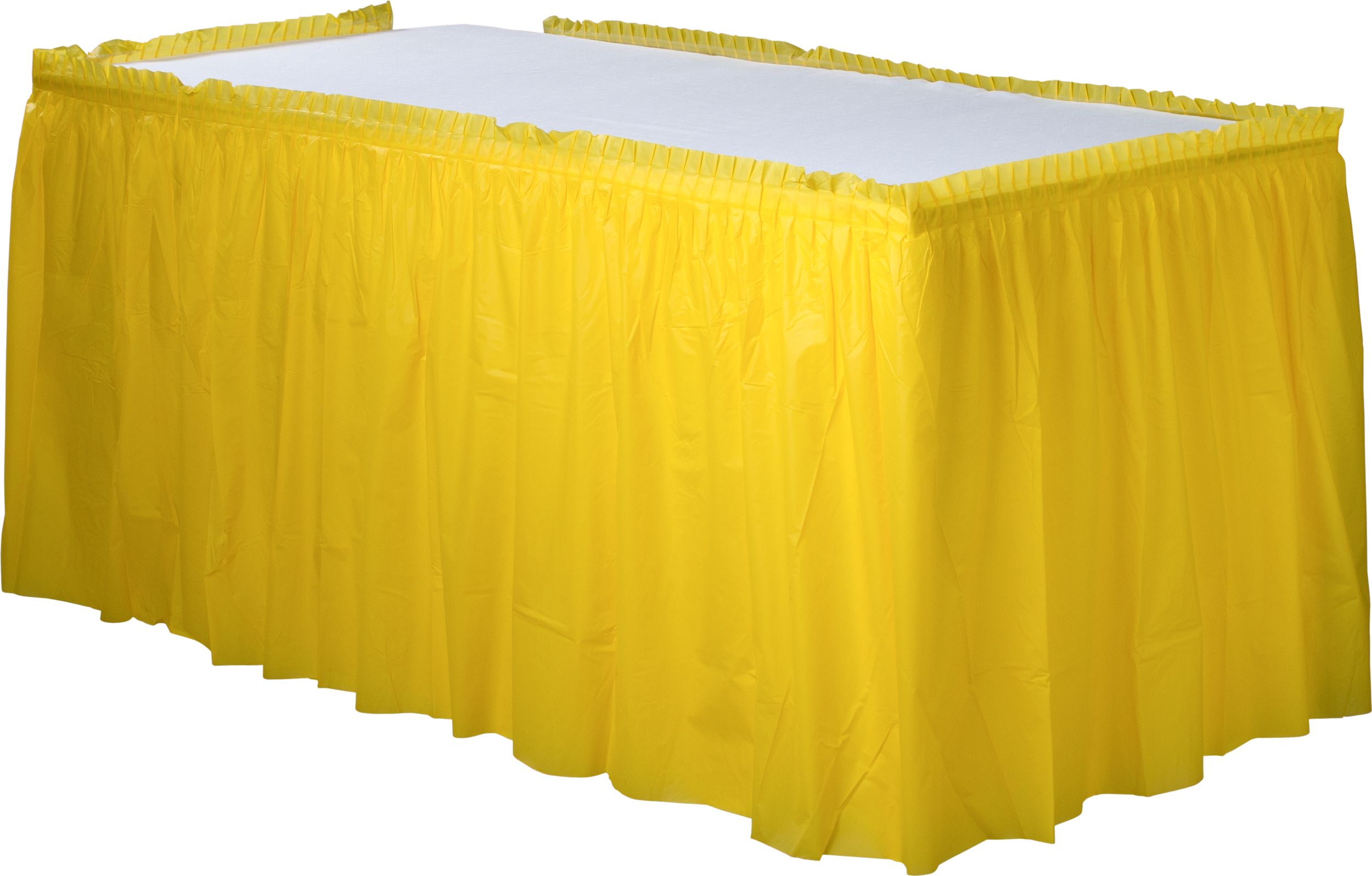 Yellow Plastic Reusable Table Skirt, 29 inch x 168 inch