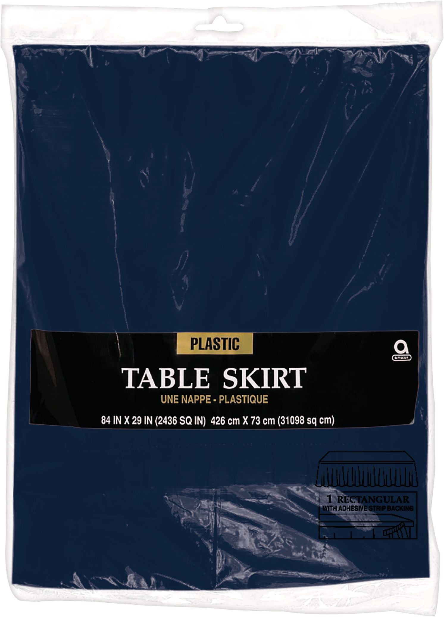 True Navy Plastic Table Skirt, 29 inch x 168 inch