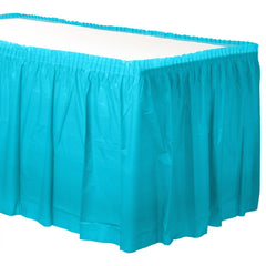 Caribbean Blue Plastic Table Skirt