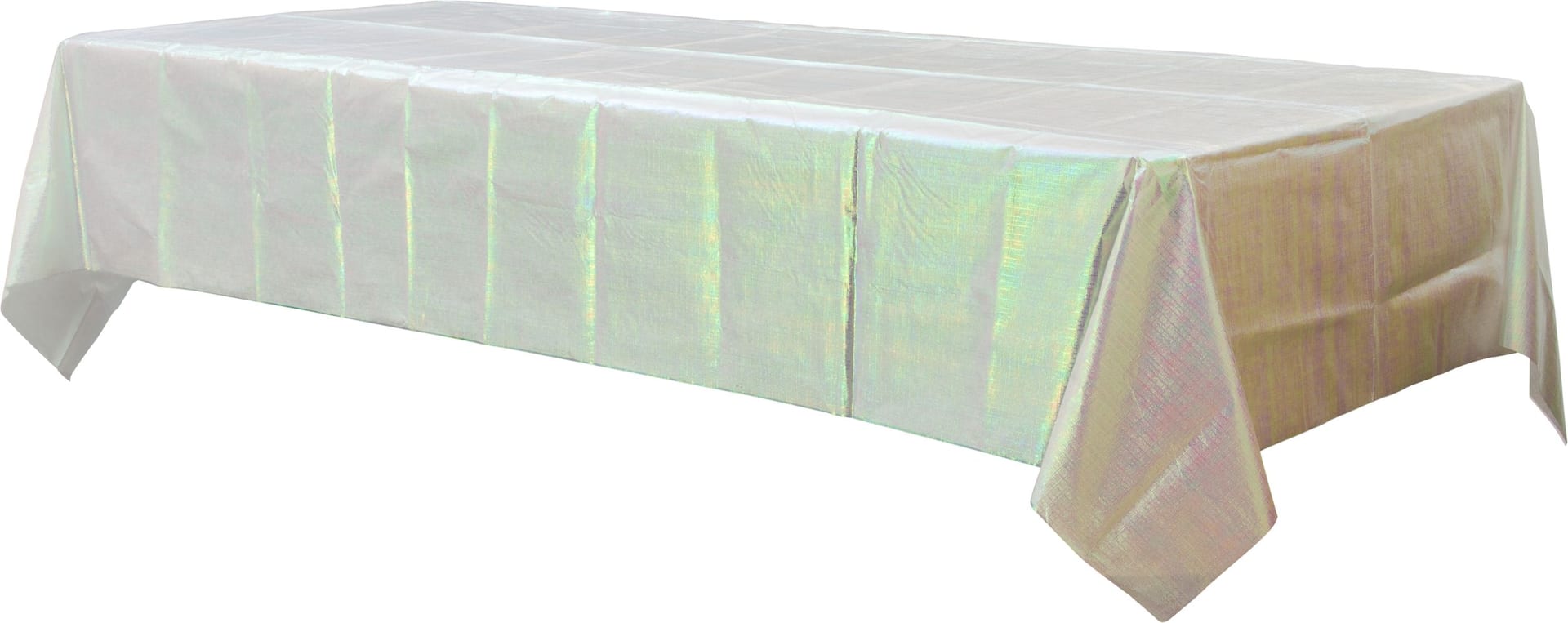 Opalescent White Plastic Reusable Table Cover, 54x102 inch