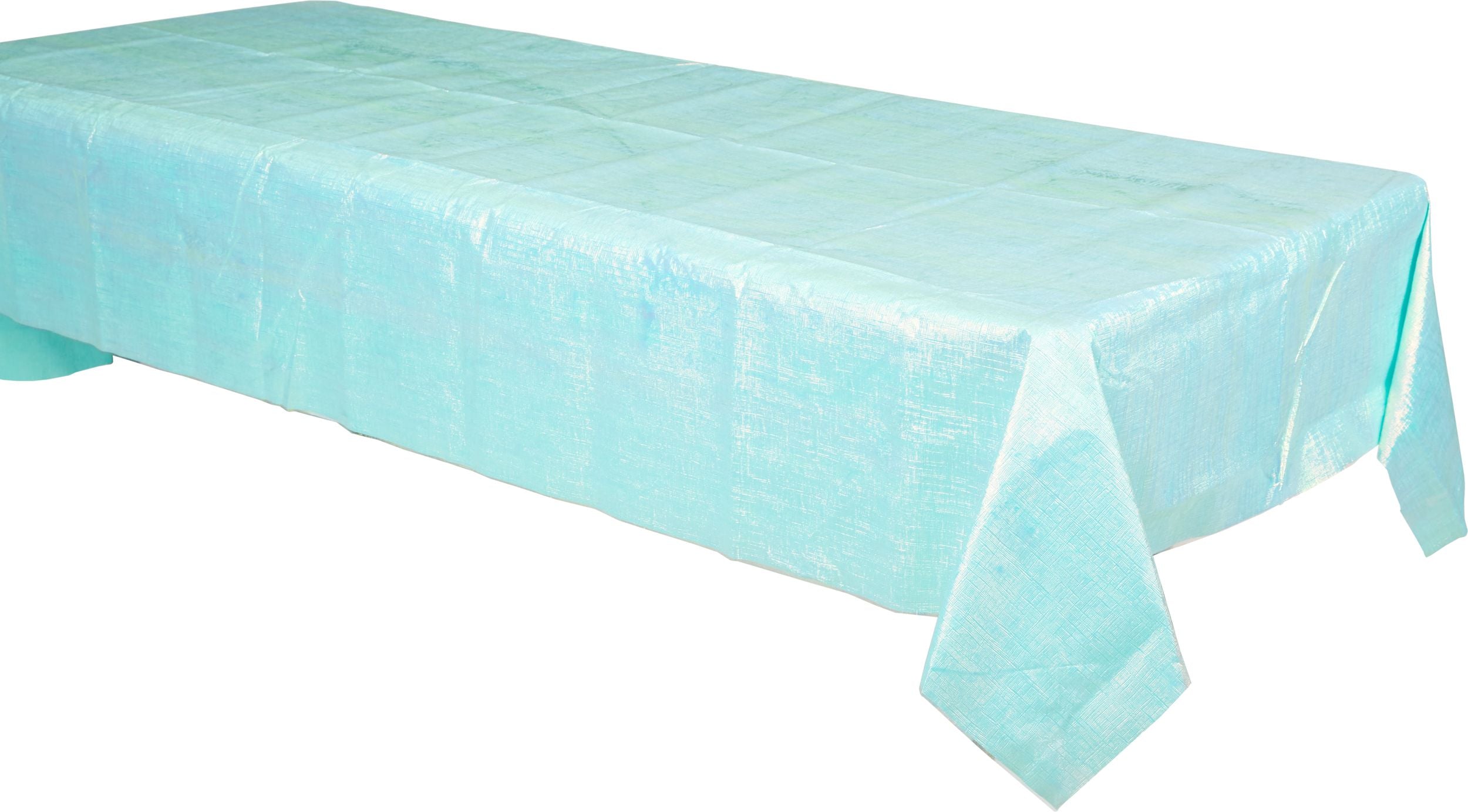 Dazzler Blue Plastic Opalescent Reusable Table Cover, 54 inch x 102 inch