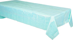Dazzler Blue Plastic Opalescent Reusable Table Cover, 54 inch x 102 inch