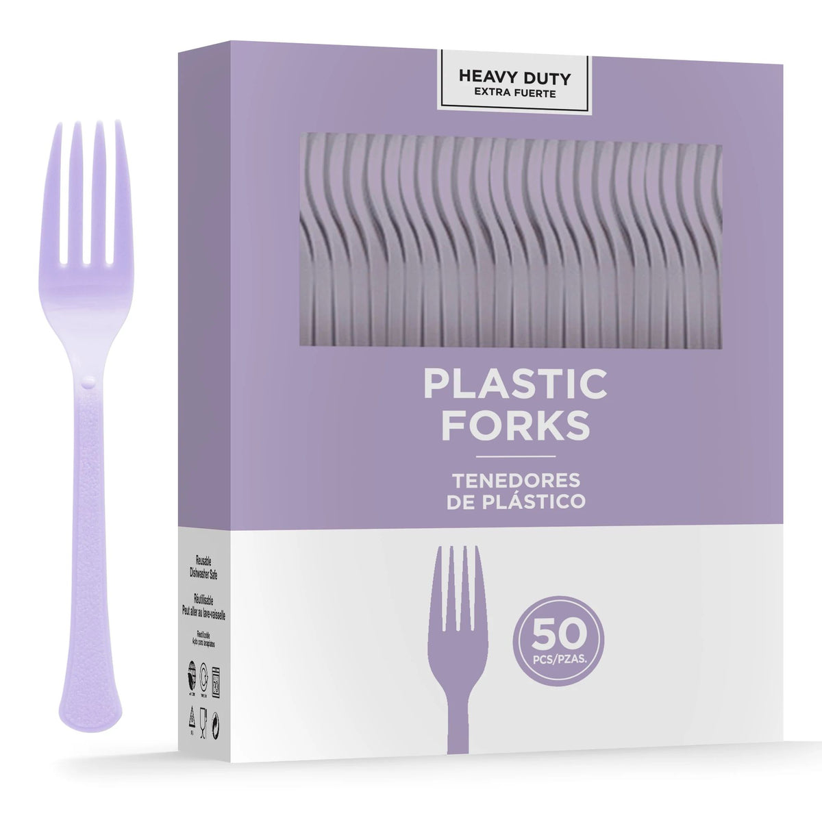Heavy Duty Lavender Plastic Forks - 50 Pack