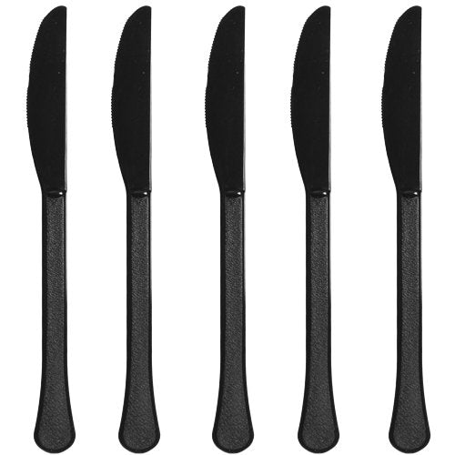Heavyweight High-Cut Black Plastic Knives, 50-pk