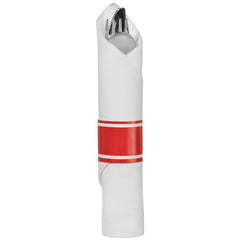 Premium Rolled Apple Red Cutlery Set with Napkin | 10 Count