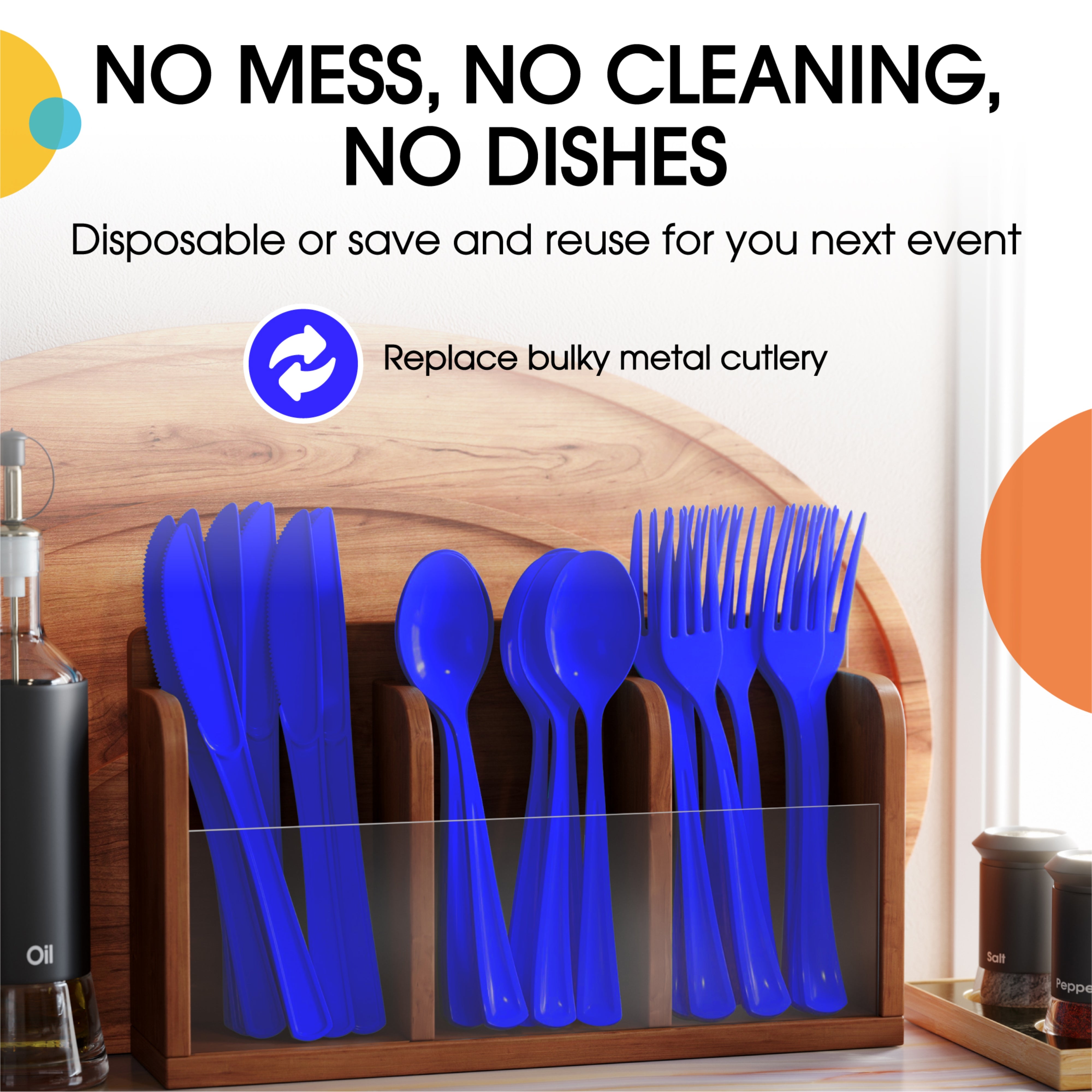 Royal Blue Heavyweight Plastic Cutlery Assortment, 80-pcs