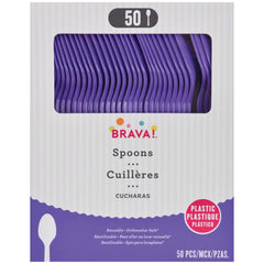 Vibrant Purple Plastic Spoons - Pack of 50