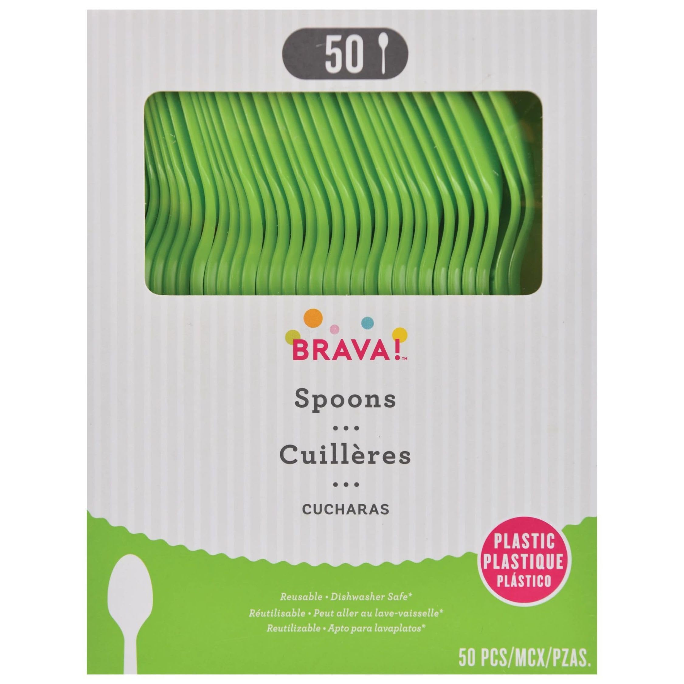 Kiwi Green Plastic Spoons - Solid Color Collection, 50-pk
