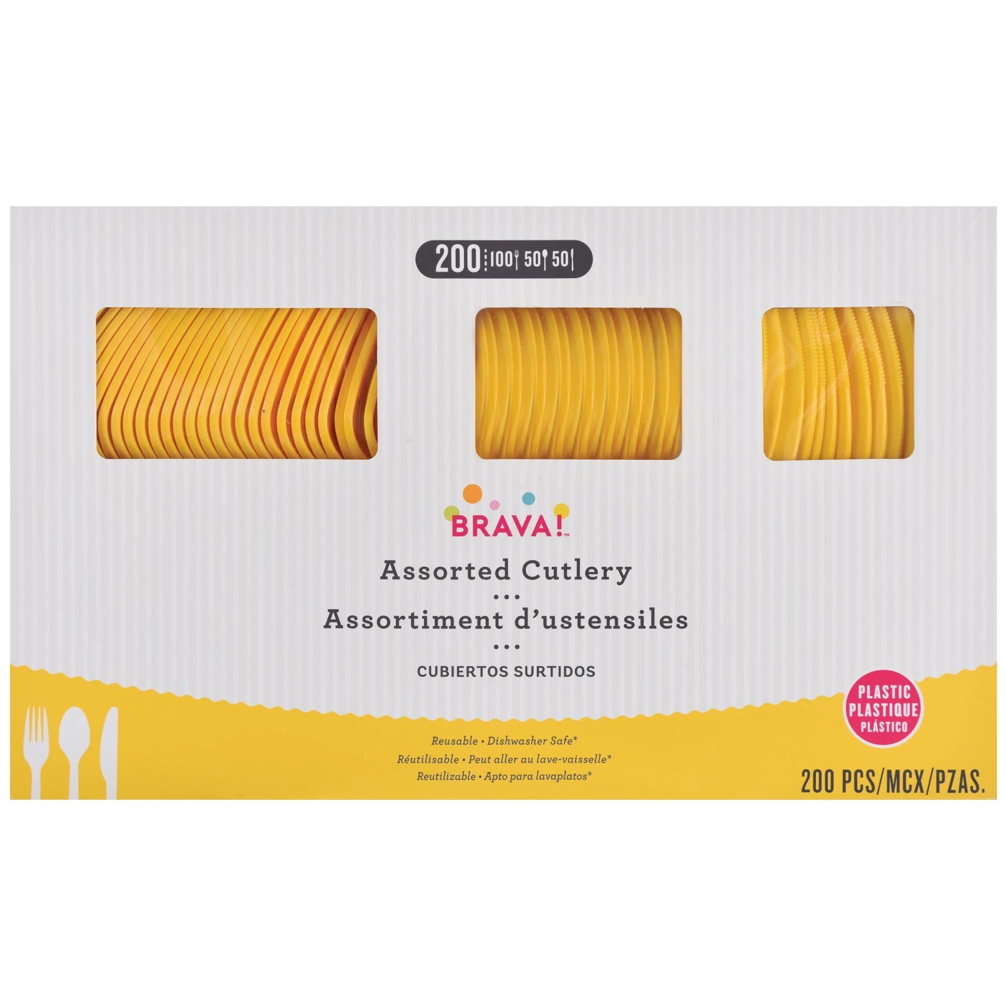 Yellow Sunshine Assorted Plastic Cutlery Set