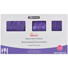 Vibrant Purple Plastic Cutlery Set - Assorted