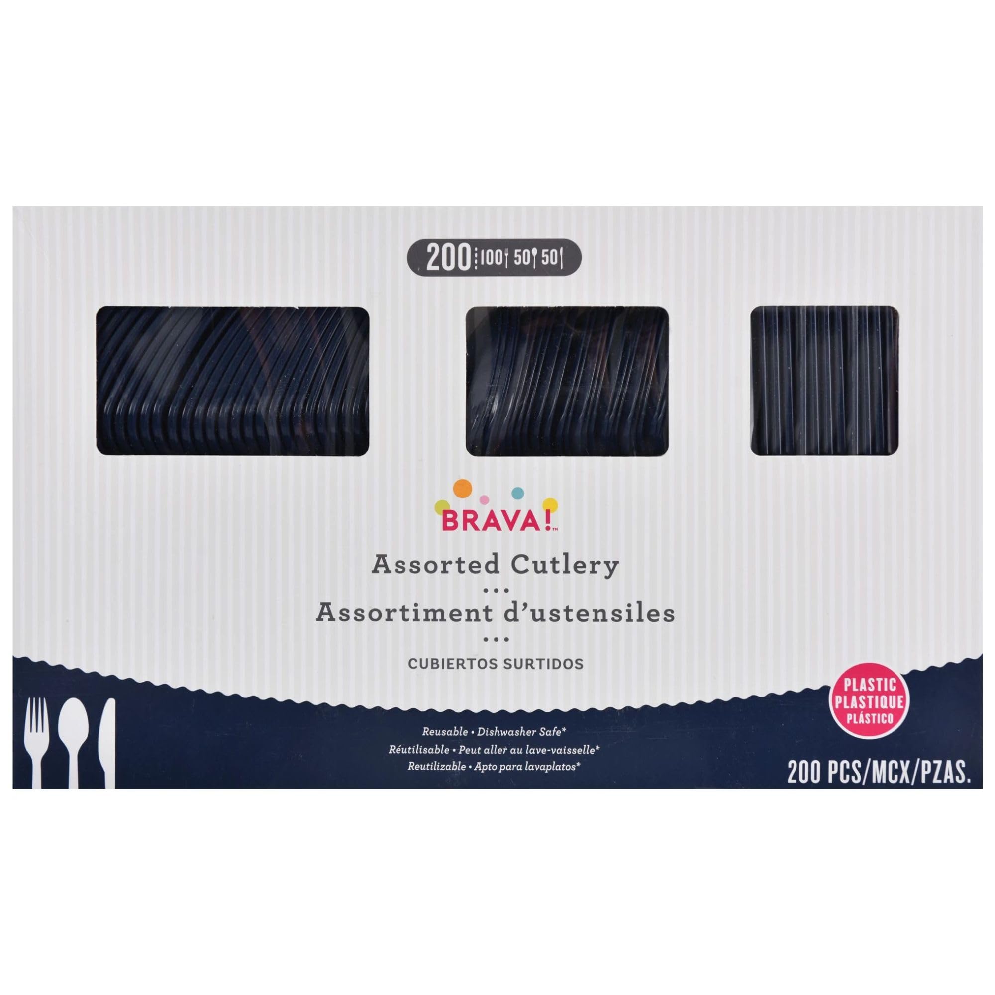 True Navy Plastic Cutlery Set - Assorted