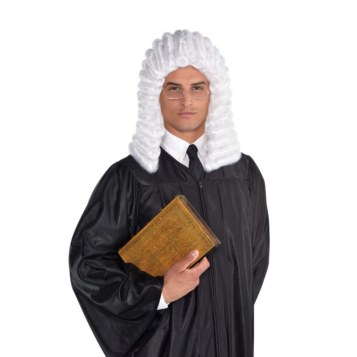 Judge Curly Wig, White, One Size