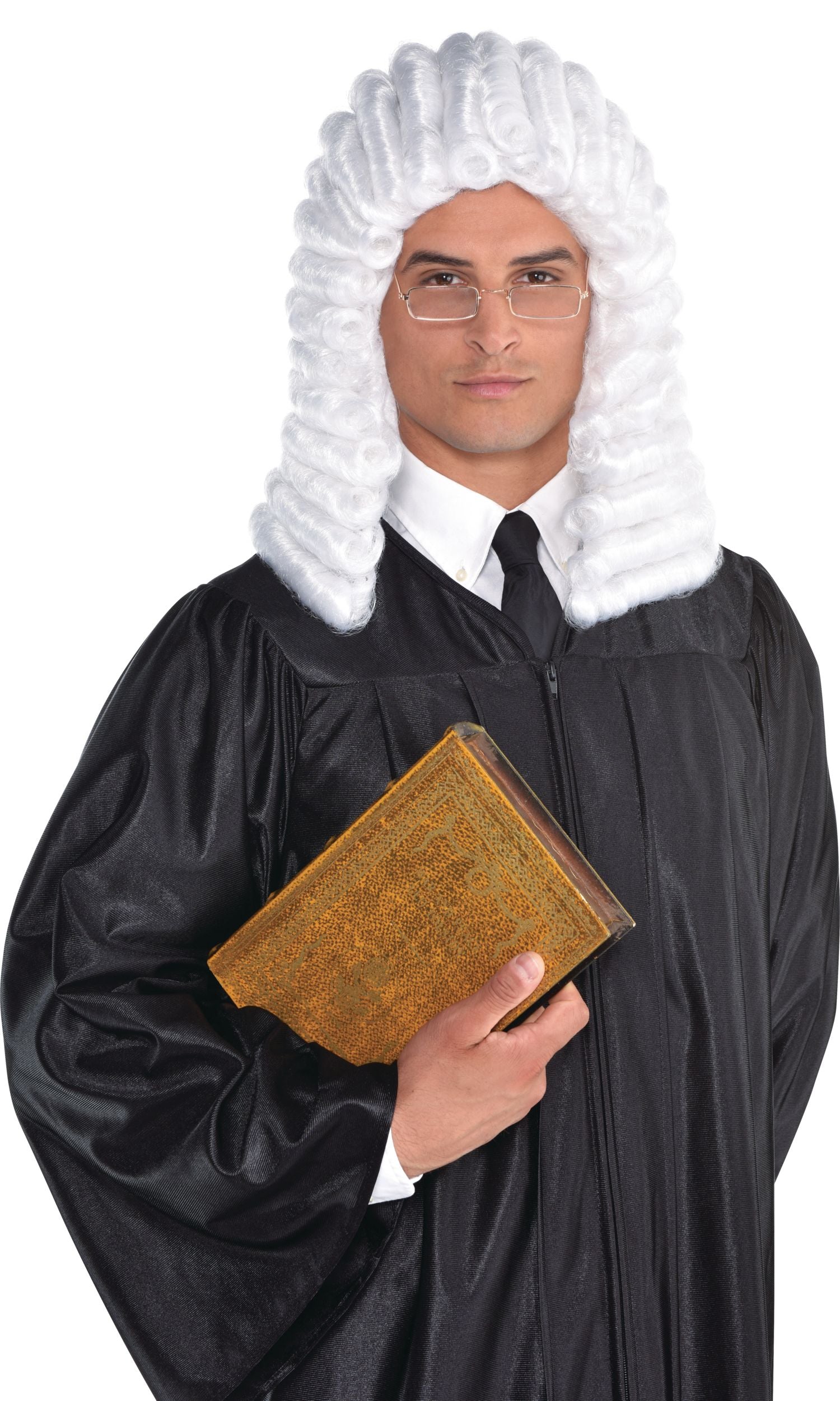 Judge Curly Wig, White, One Size