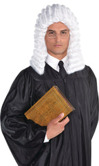 Judge Curly Wig, White, One Size
