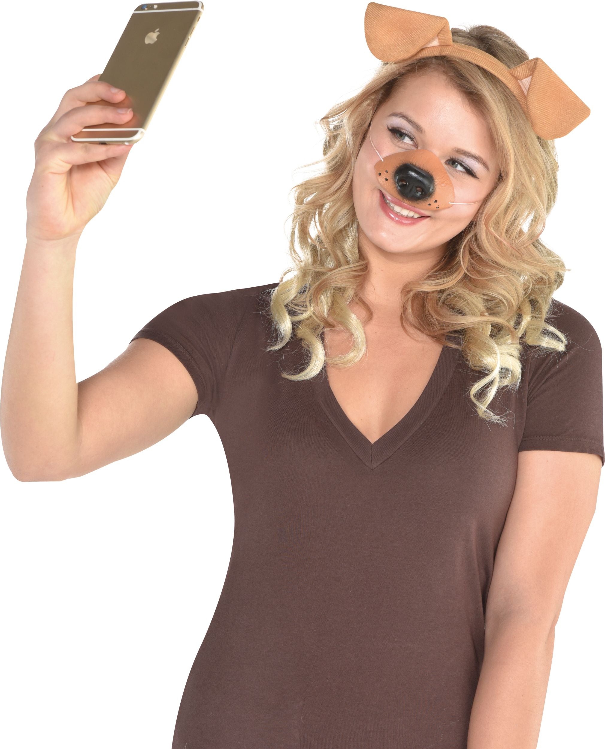 Dog Headband & Nose, Brown, One Size, 2-pk