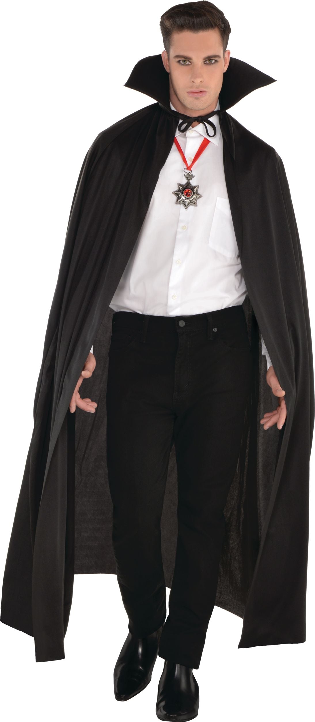 Adult Vampire Cape with Collar, Black, One Size, Wearable Costume Accessory
