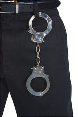 Metal Police Handcuffs with Key, Silver, One Size
