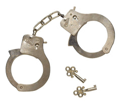 Metal Police Handcuffs with Key, Silver, One Size