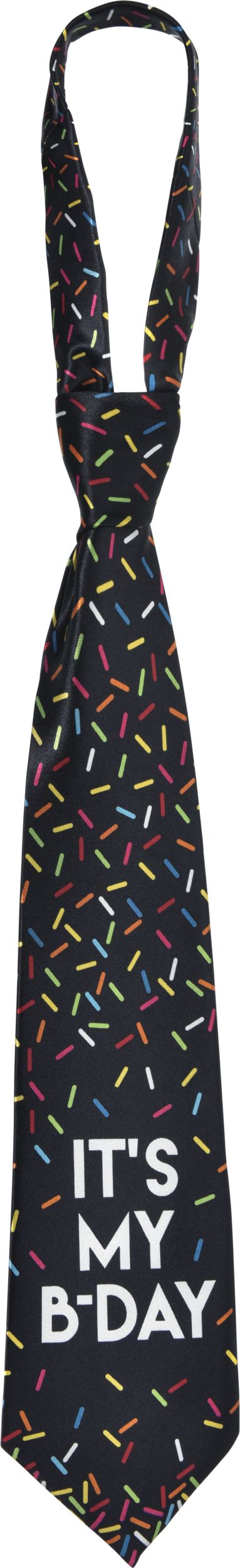"It's My B-Day" Neck Tie, Black Sprinkles, One Size